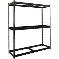 Hallowell - 3 Shelf Starter No Deck Open Steel Shelving - 1 Lb Capacity, 48" Wide x 84" High x 18" Deep, Black - USA Tool & Supply