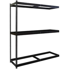 Hallowell - 3 Shelf Add-On No Deck Open Steel Shelving - 1 Lb Capacity, 48" Wide x 84" High x 24" Deep, Black - USA Tool & Supply