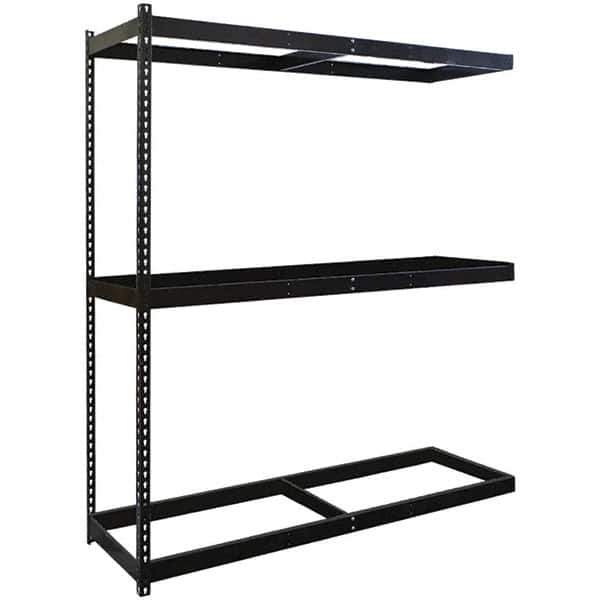 Hallowell - 3 Shelf Add-On No Deck Open Steel Shelving - 1 Lb Capacity, 72" Wide x 84" High x 24" Deep, Black - USA Tool & Supply