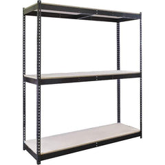 Hallowell - 3 Shelf Starter Particle Board Open Steel Shelving - 700 Lb Capacity, 48" Wide x 84" High x 24" Deep, Black - USA Tool & Supply