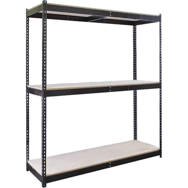 Hallowell - 3 Shelf Starter Particle Board Open Steel Shelving - 680 Lb Capacity, 72" Wide x 84" High x 30" Deep, Black - USA Tool & Supply