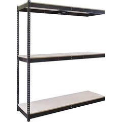 Hallowell - 3 Shelf Add-On Particle Board Open Steel Shelving - 650 Lb Capacity, 60" Wide x 84" High x 30" Deep, Black - USA Tool & Supply