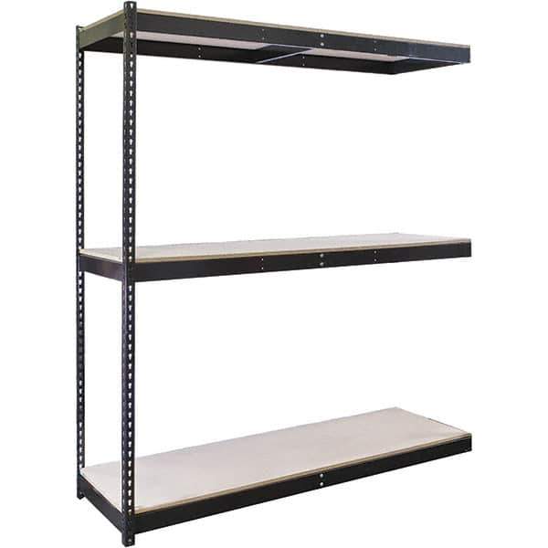 Hallowell - 3 Shelf Add-On Particle Board Open Steel Shelving - 665 Lb Capacity, 60" Wide x 84" High x 36" Deep, Black - USA Tool & Supply