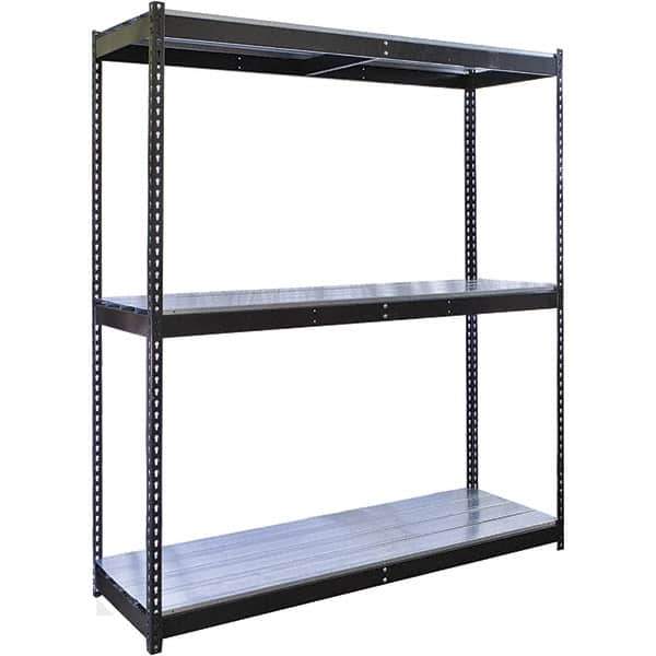 Hallowell - 3 Shelf Starter EZ-Deck Open Steel Shelving - 700 Lb Capacity, 60" Wide x 84" High x 24" Deep, Midnight Ebony - USA Tool & Supply