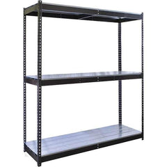 Hallowell - 3 Shelf Starter EZ-Deck Open Steel Shelving - 835 Lb Capacity, 60" Wide x 84" High x 18" Deep, Midnight Ebony - USA Tool & Supply