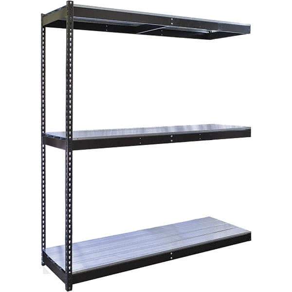 Hallowell - 3 Shelf Add-On EZ-Deck Open Steel Shelving - 700 Lb Capacity, 48" Wide x 84" High x 24" Deep, Midnight Ebony - USA Tool & Supply