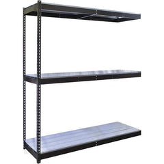 Hallowell - 3 Shelf Add-On EZ-Deck Open Steel Shelving - 700 Lb Capacity, 48" Wide x 84" High x 24" Deep, Midnight Ebony - USA Tool & Supply