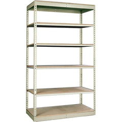 Hallowell - 6 Shelf Starter Particle Board Open Steel Shelving - 350 Lb Capacity, 36" Wide x 84" High x 12" Deep, Tan - USA Tool & Supply