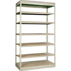 Hallowell - 7 Shelf Starter Particle Board Open Steel Shelving - 350 Lb Capacity, 48" Wide x 84" High x 12" Deep, Tan - USA Tool & Supply