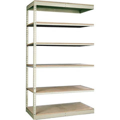 Hallowell - 6 Shelf Add-On Open Steel Shelving Kit & Assemblies - 250 Lb Capacity, 36" Wide x 84" High x 24" Deep, Tan - USA Tool & Supply