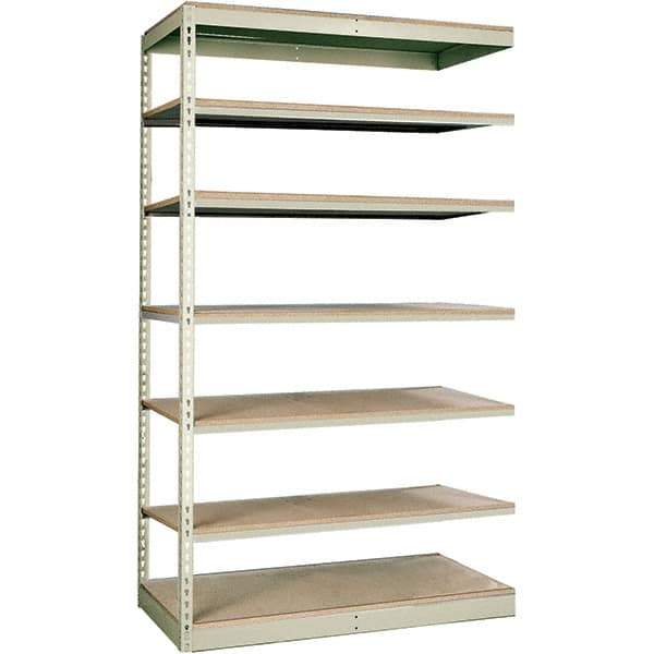 Hallowell - 7 Shelf Add-On Particle Board Open Steel Shelving - 250 Lb Capacity, 36" Wide x 84" High x 36" Deep, Tan - USA Tool & Supply