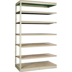 Hallowell - 7 Shelf Add-On Particle Board Open Steel Shelving - 250 Lb Capacity, 48" Wide x 84" High x 36" Deep, Tan - USA Tool & Supply