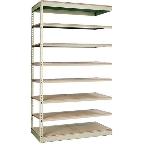 Hallowell - 8 Shelf Add-On Particle Board Open Steel Shelving - 250 Lb Capacity, 48" Wide x 84" High x 12" Deep, Tan - USA Tool & Supply