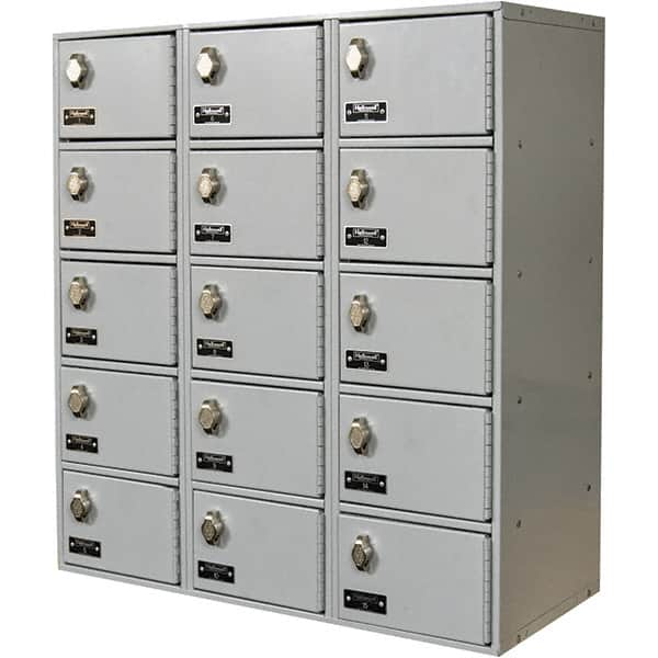 Hallowell - 15 Door, 5 Tier, Mobile Device Locker - USA Tool & Supply