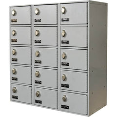 Hallowell - 15 Door, 5 Tier, Mobile Device Locker - USA Tool & Supply