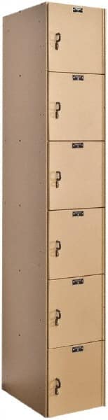 Hallowell - 6 Door, 6 Tier, Solid Plastic Locker - USA Tool & Supply