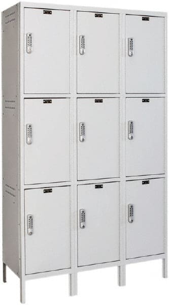 Hallowell - 9 Door, 3 Tier, Charging Station Locker - USA Tool & Supply