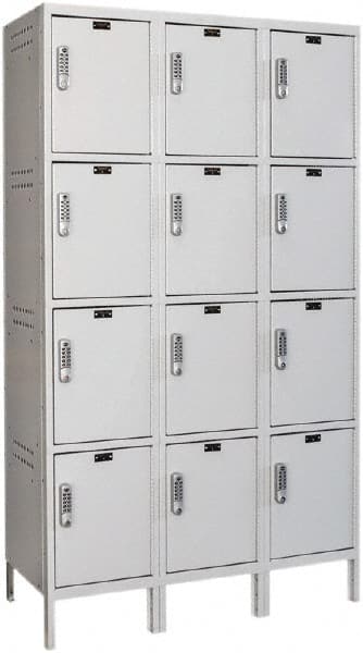 Hallowell - 12 Door, 4 Tier, Charging Station Locker - USA Tool & Supply