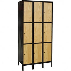 Hallowell - 9 Door, 3 Tier, Premium Wardrobe Lockers - USA Tool & Supply