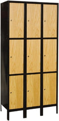 Hallowell - 9 Door, 3 Tier, Premium Wardrobe Lockers - USA Tool & Supply