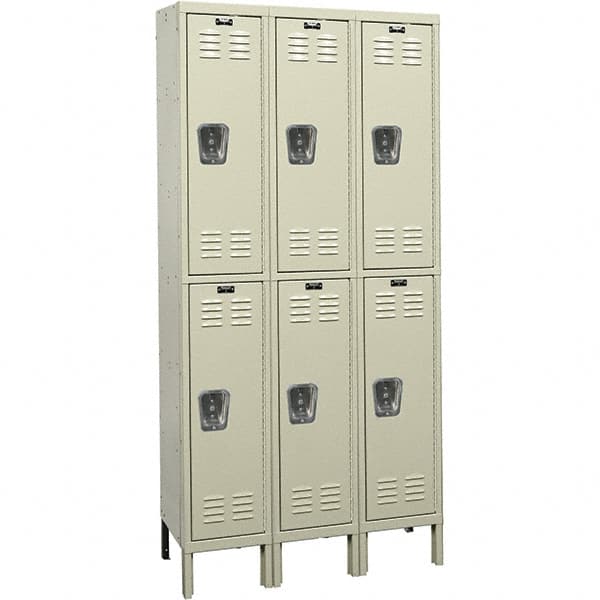 Hallowell - 6 Door, 2 Tier, Premium Wardrobe Lockers - USA Tool & Supply