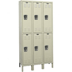 Hallowell - 6 Door, 2 Tier, Premium Wardrobe Lockers - USA Tool & Supply