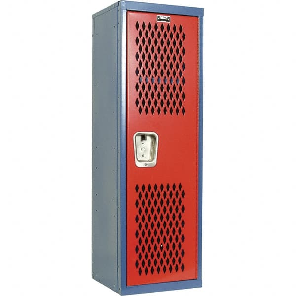 Hallowell - 1 Door, 1 Tier, Heavy-Duty Ventilated Wardrobe & Box Lockers - USA Tool & Supply