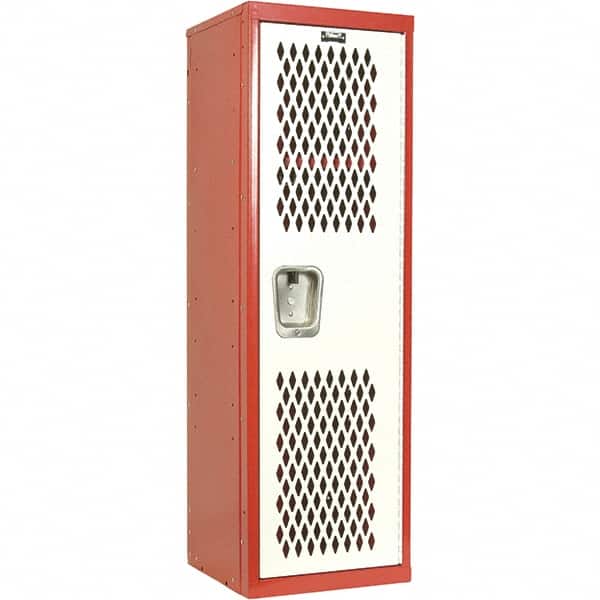 Hallowell - 1 Door, 1 Tier, Heavy-Duty Ventilated Wardrobe & Box Lockers - USA Tool & Supply