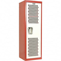 Hallowell - 1 Door, 1 Tier, Heavy-Duty Ventilated Wardrobe & Box Lockers - USA Tool & Supply
