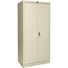 Hallowell - 1 Shelf Wardrobe Storage Cabinet - Steel, 36" Wide x 18" Deep x 78" High, Tan - USA Tool & Supply