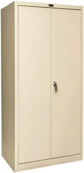 Hallowell - 4 Shelf Locking Storage Cabinet - Steel, 36" Wide x 24" Deep x 78" High, Tan - USA Tool & Supply