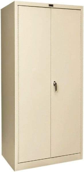 Hallowell - 1 Shelf Wardrobe Storage Cabinet - Steel, 36" Wide x 24" Deep x 78" High, Tan - USA Tool & Supply