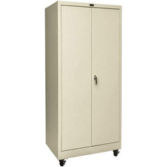 Hallowell - 4 Shelf Mobile Storage Cabinet - Steel, 36" Wide x 24" Deep x 78" High, Tan - USA Tool & Supply