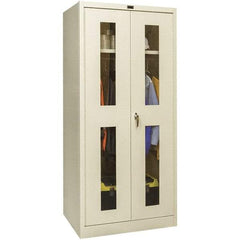 Hallowell - 1 Shelf Wardrobe Storage Cabinet - Steel, 36" Wide x 18" Deep x 78" High, Tan - USA Tool & Supply