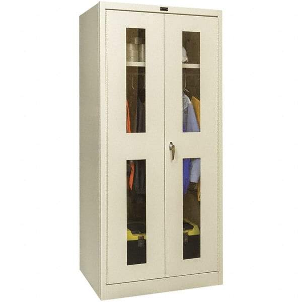 Hallowell - 1 Shelf Wardrobe Storage Cabinet - Steel, 48" Wide x 24" Deep x 78" High, Tan - USA Tool & Supply