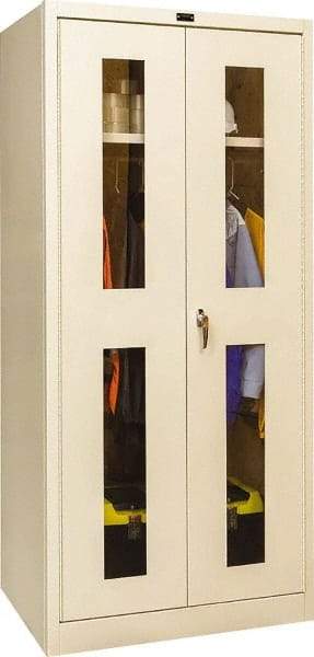 Hallowell - 1 Shelf Wardrobe Storage Cabinet - Steel, 36" Wide x 24" Deep x 78" High, Tan - USA Tool & Supply