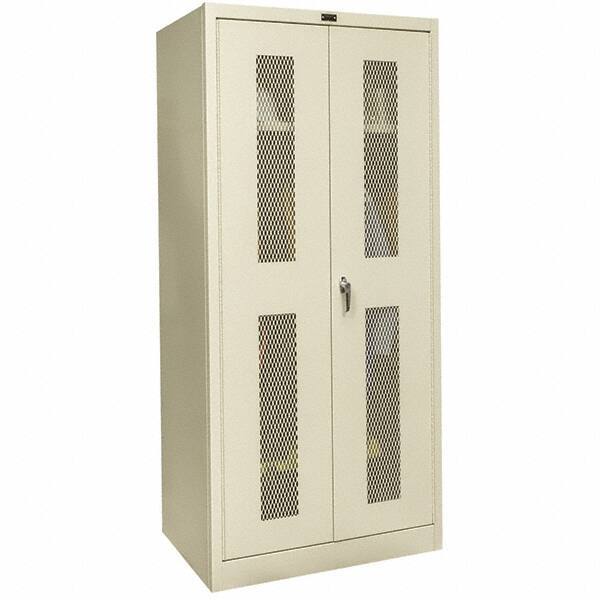 Hallowell - 1 Shelf Wardrobe Storage Cabinet - Steel, 36" Wide x 18" Deep x 78" High, Tan - USA Tool & Supply