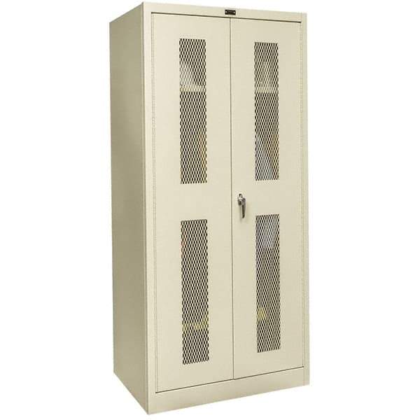 Hallowell - 1 Shelf Wardrobe Storage Cabinet - Steel, 48" Wide x 18" Deep x 78" High, Tan - USA Tool & Supply