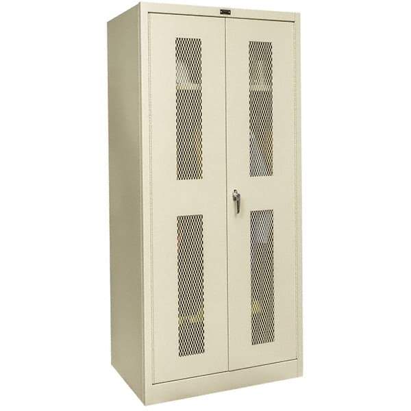 Hallowell - 1 Shelf Wardrobe Storage Cabinet - Steel, 48" Wide x 24" Deep x 78" High, Tan - USA Tool & Supply