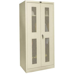 Hallowell - 1 Shelf Wardrobe Storage Cabinet - Steel, 48" Wide x 24" Deep x 78" High, Tan - USA Tool & Supply