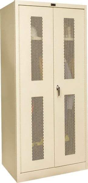 Hallowell - 1 Shelf Wardrobe Storage Cabinet - Steel, 36" Wide x 24" Deep x 78" High, Tan - USA Tool & Supply