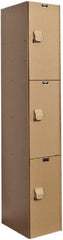 Hallowell - 3 Door, 3 Tier, Solid Plastic Locker - USA Tool & Supply