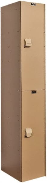 Hallowell - 2 Door, 2 Tier, Solid Plastic Locker - USA Tool & Supply