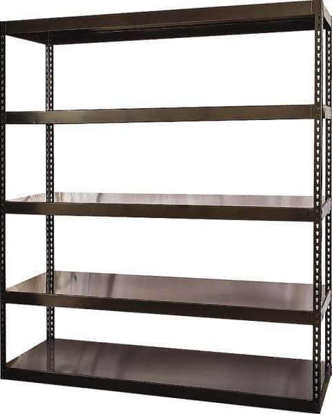 Hallowell - 5 Shelf Starter Solid Steel Waterfall Open Steel Shelving - 1 Lb Capacity, 72" Wide x 84" High x 24" Deep, Black - USA Tool & Supply