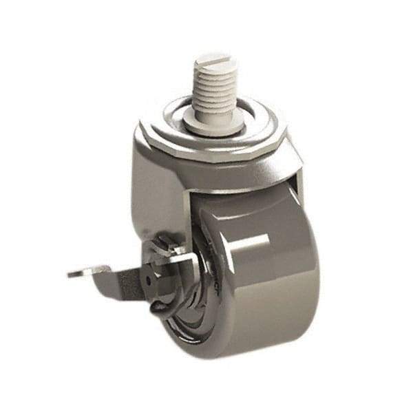 E.R. Wagner - 3" Diam x 1-3/4" Wide x 3-3/4" OAH Stem Mount Swivel Caster with Brake - Phenolic, 500 Lb Capacity, Roller Bearing, 3/4-10 x 1" Threaded Stem - USA Tool & Supply
