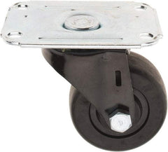 E.R. Wagner - 2-1/2" Diam x 1-1/4" Wide x 3-7/16" OAH Top Plate Mount Swivel Caster - Hard Rubber, 175 Lb Capacity, 2-3/4 x 3-3/4" Plate - USA Tool & Supply