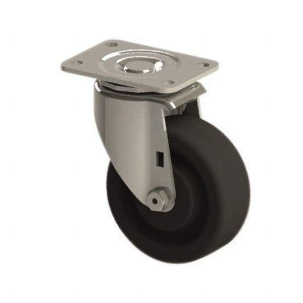 E.R. Wagner - 4" Diam x 1-1/2" Wide x 5-3/8" OAH Top Plate Mount Swivel Caster - Phenolic, 450 Lb Capacity, Roller Bearing, 2-3/4 x 3-3/4" Plate - USA Tool & Supply
