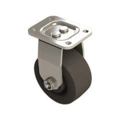 E.R. Wagner - 4" Diam x 2" Wide x 5-5/8" OAH Top Plate Mount Rigid Caster - Polyolefin, 600 Lb Capacity, Roller Bearing, 2-3/4 x 3-3/4" Plate - USA Tool & Supply