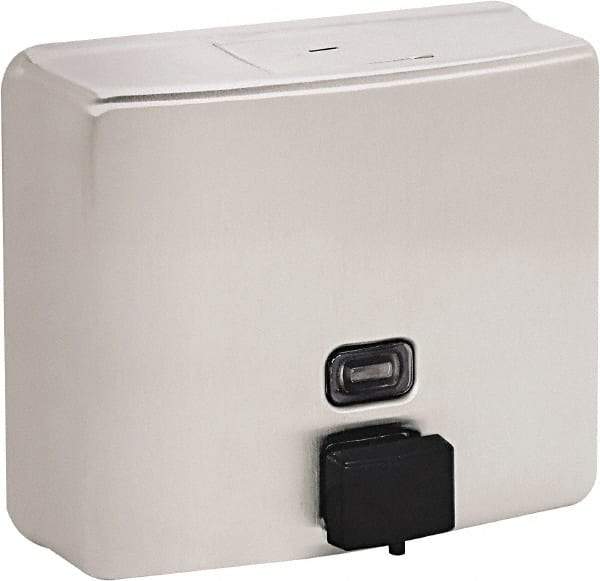 Bobrick - 40 oz Liquid Hand Sanitizer Dispenser - Stainless Steel, Wall Mounted, Silver - USA Tool & Supply
