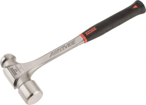 Proto - 3 Lb Head Steel Ball Pein Hammer - 15-3/4" Steel Handle with Grip, 1.93" Face Diam, 15-3/4" OAL, AntiVibe, Molded Textured Rubber Grip - USA Tool & Supply